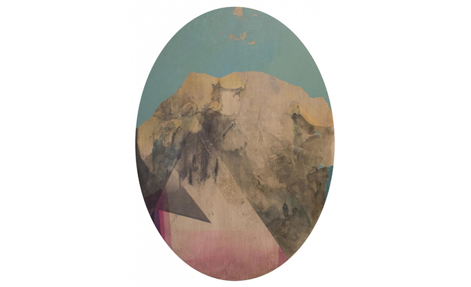 Andy Curlowe, Marigold Variation #3, 2019, acrylique, laque acrylique, graphite et cendre sur papier, 63 x 46 cm